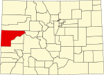 Map of Colorado highlighting Mesa County